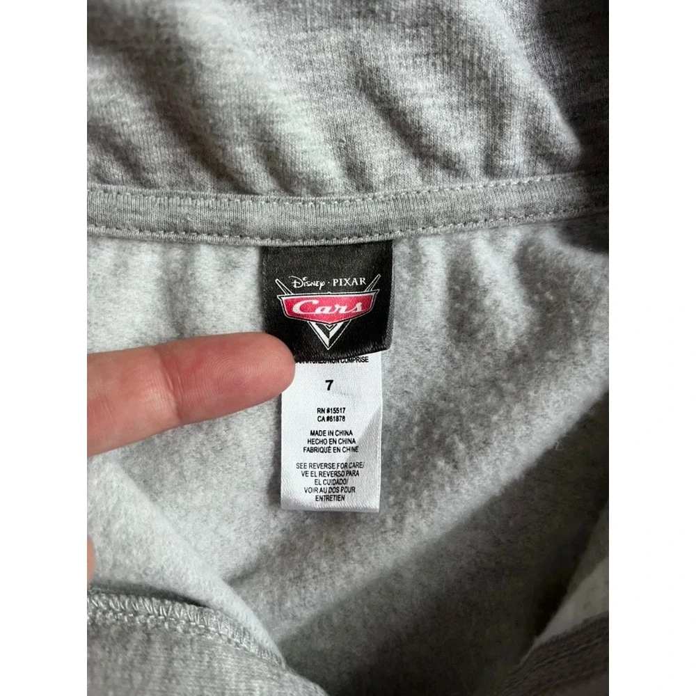 Disney Pixar Cars 1/4 Zip Sweatshirt Lightening McQueen Gray Pullover size 7